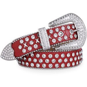 3424 Men Women Rhinestone Belt Western Studded Leather Bling Shining